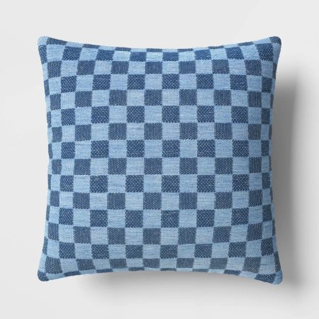  blue check pillow