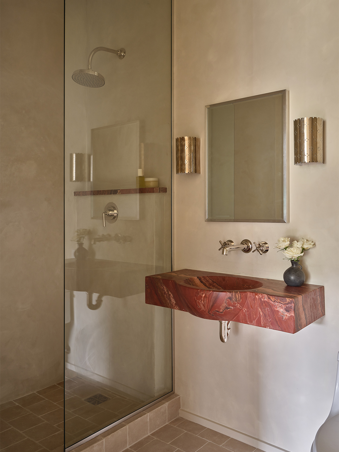 red sink in bathroom