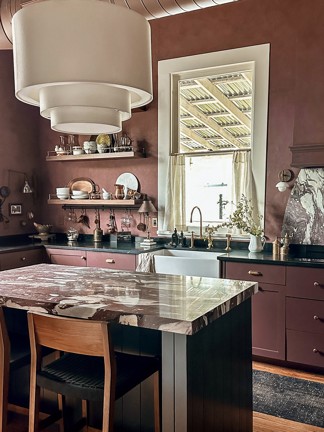 kitchen with marble island