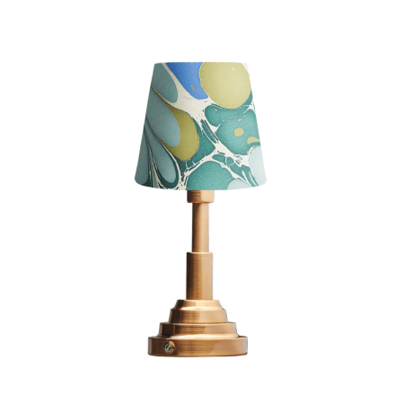  gold cordless table lamp with marbled shade