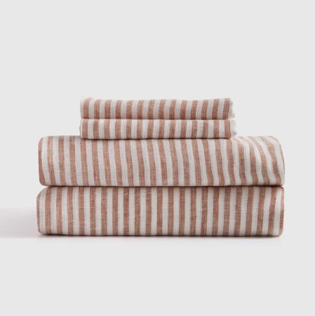  teracotta striped sheet set