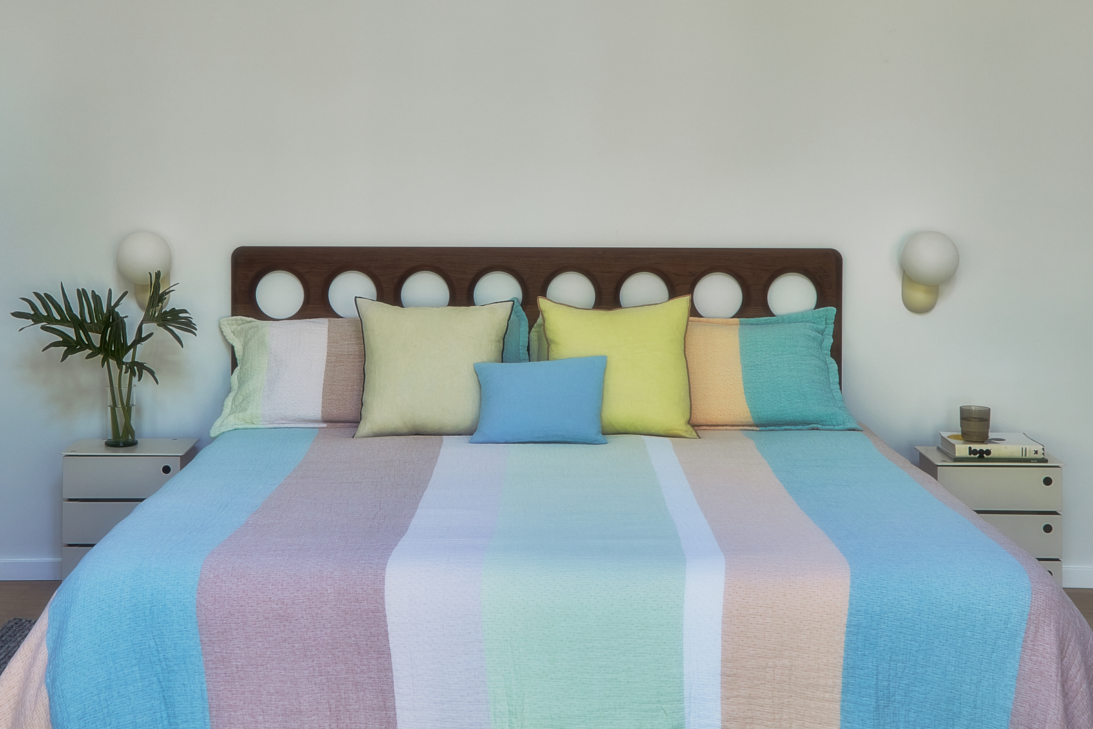 colorful striped bedding