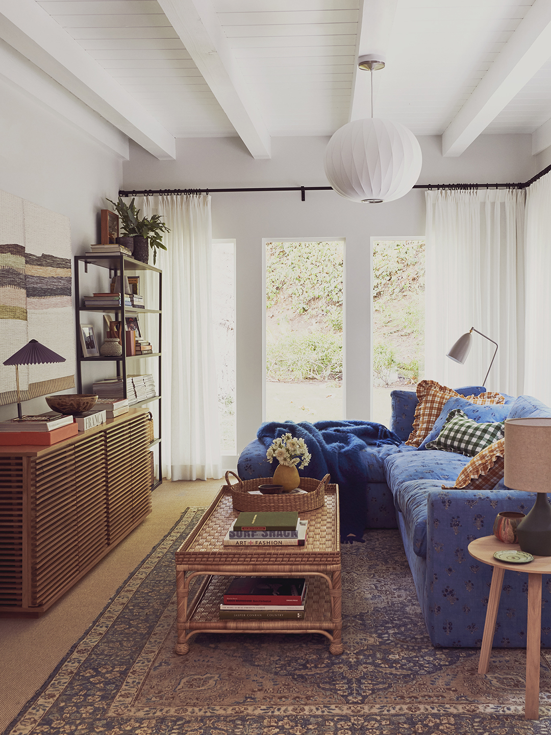 Blue sofa in living room