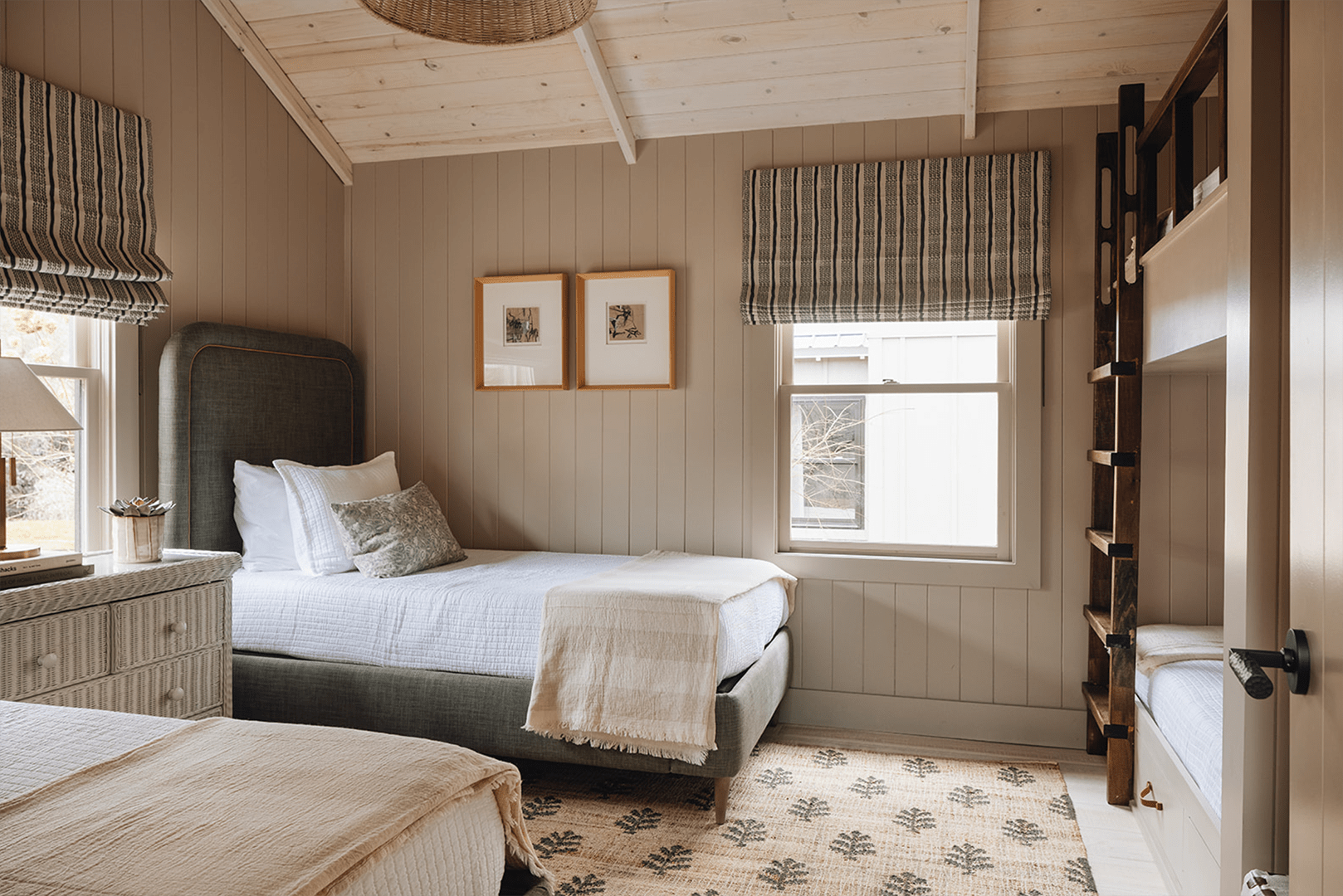 twin beds in a bunk room