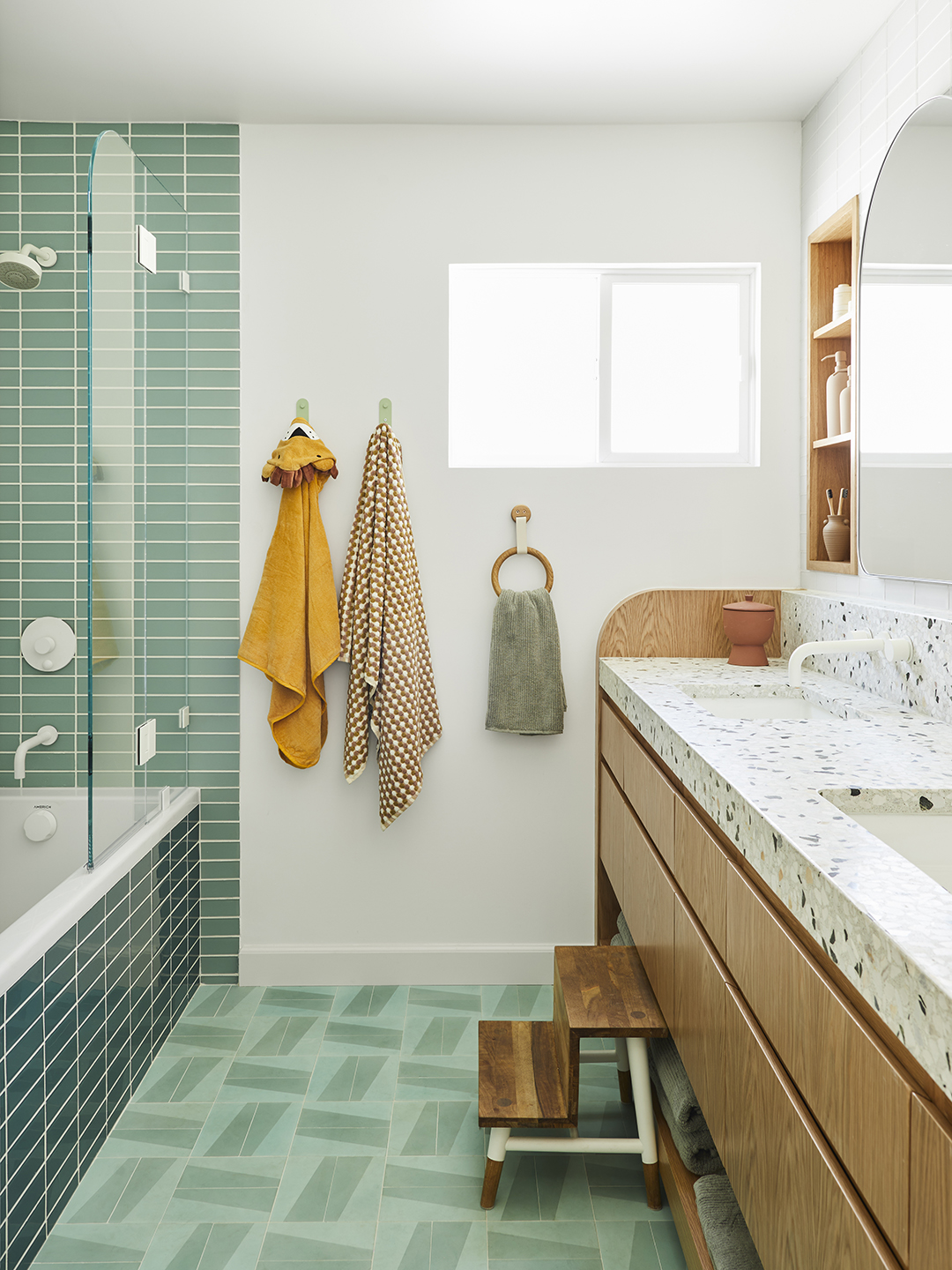 green cement bathroom floor tile