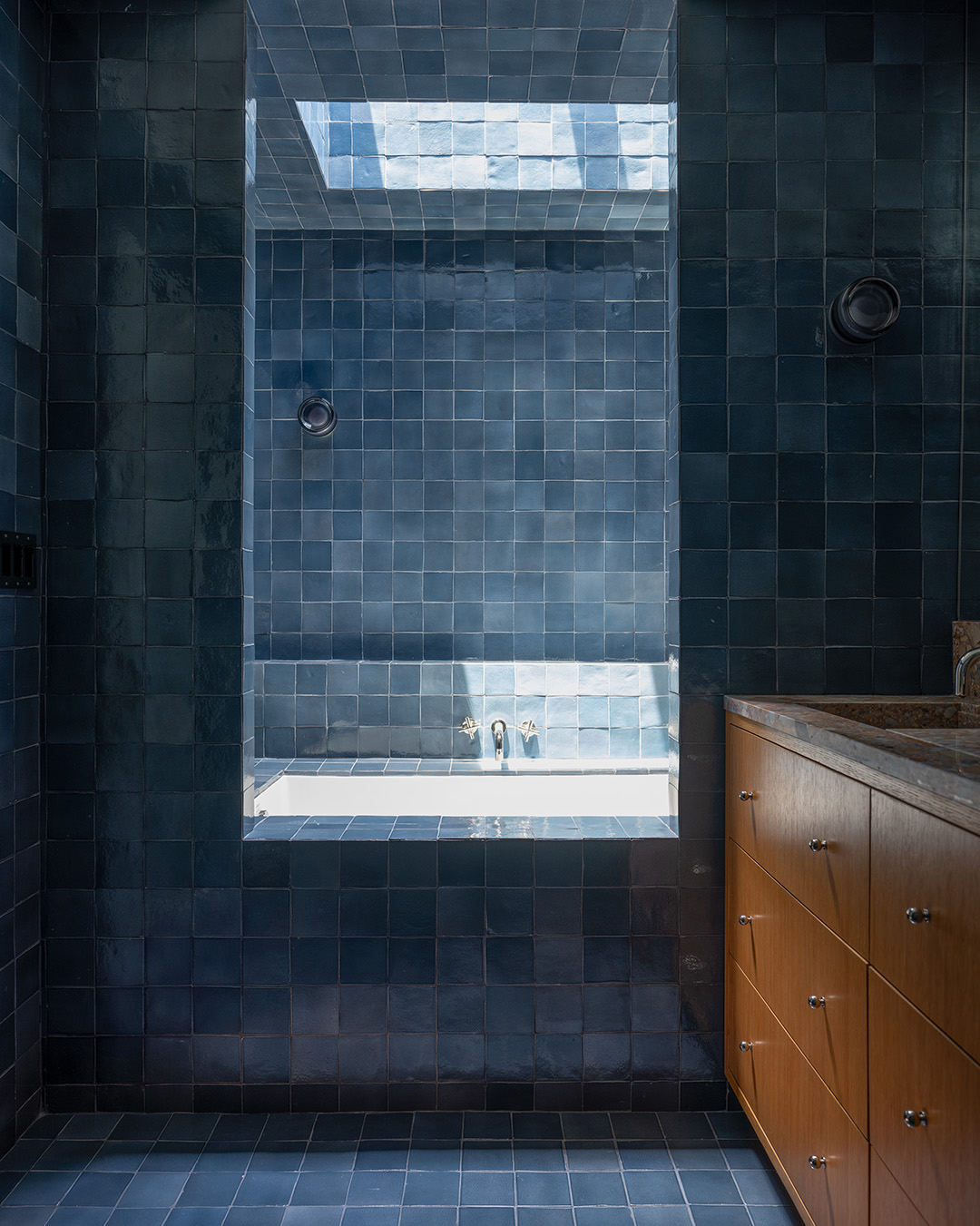 blue tiled bathroom