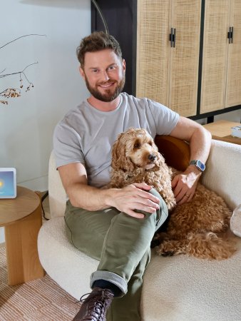 dog on man's lap