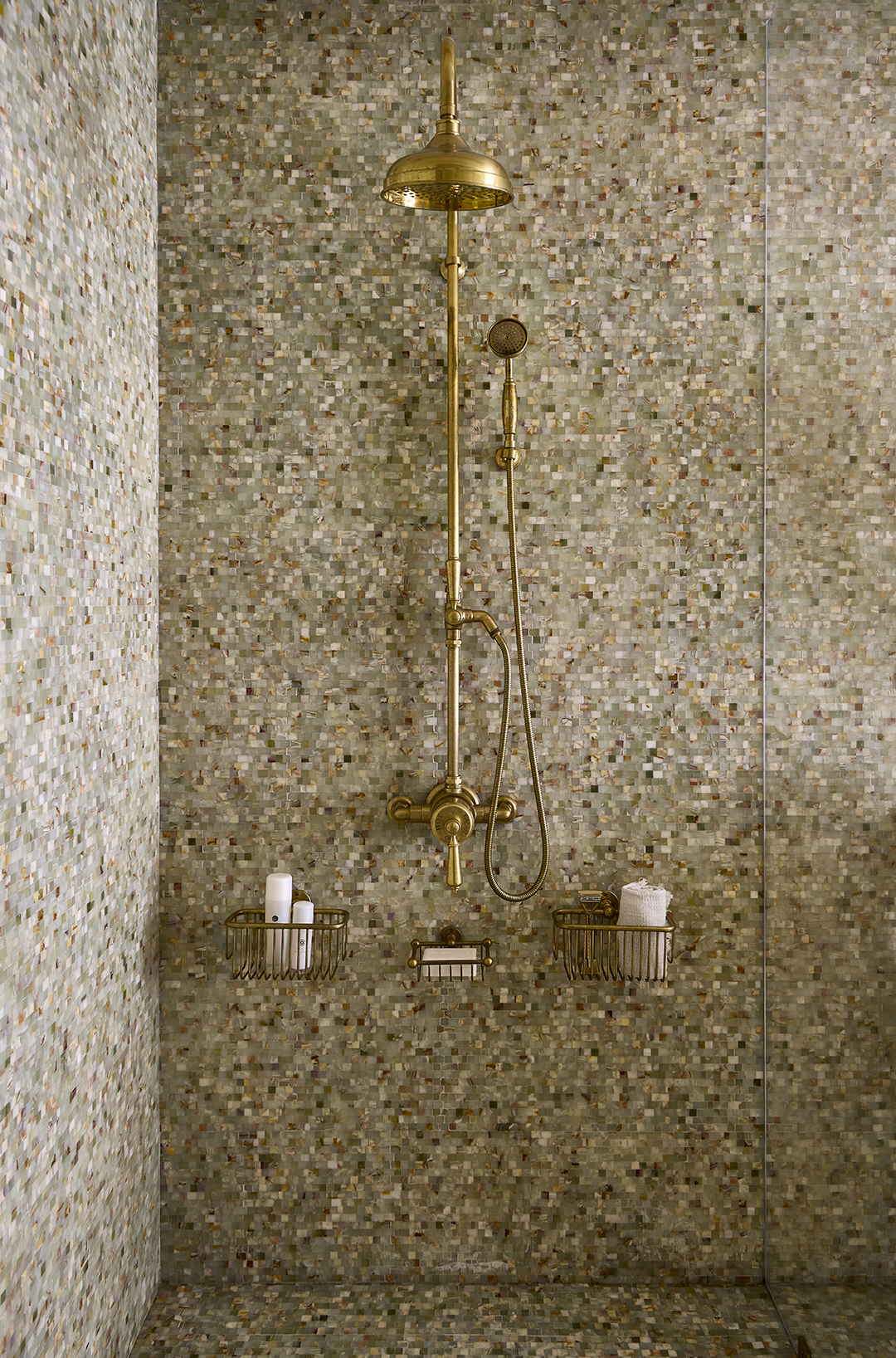 mosaic tiled shower