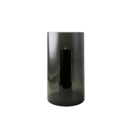  grey glass hurricane candle holder