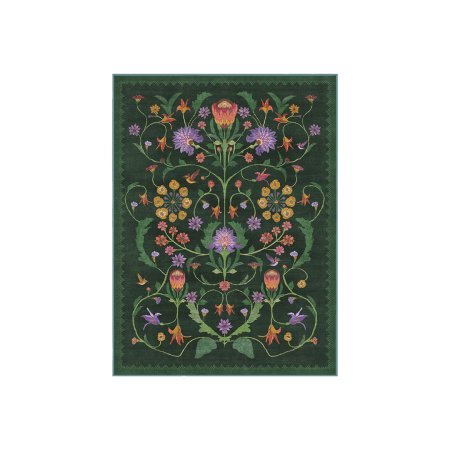  Floral rug with green background