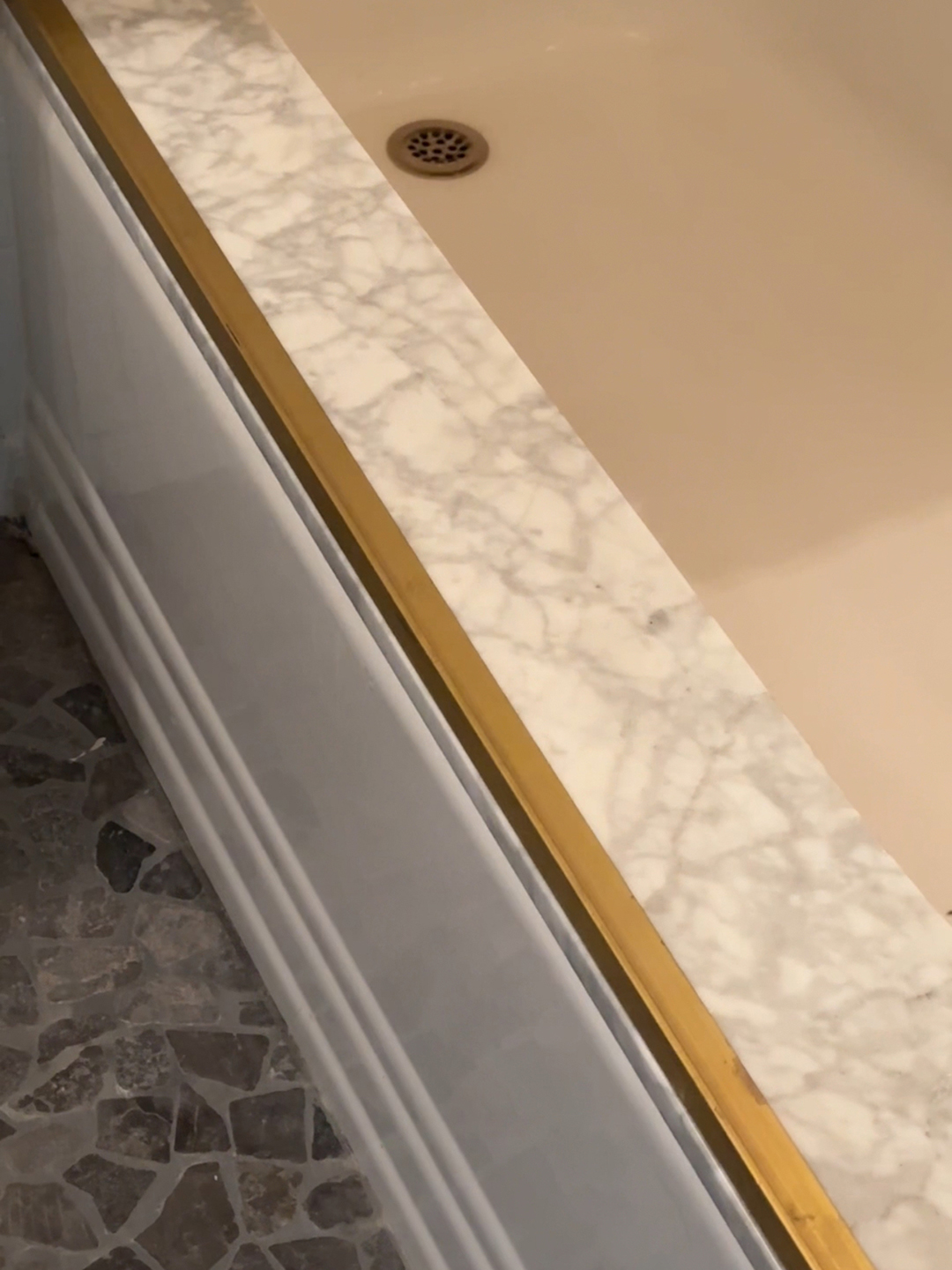 brass liner on tub