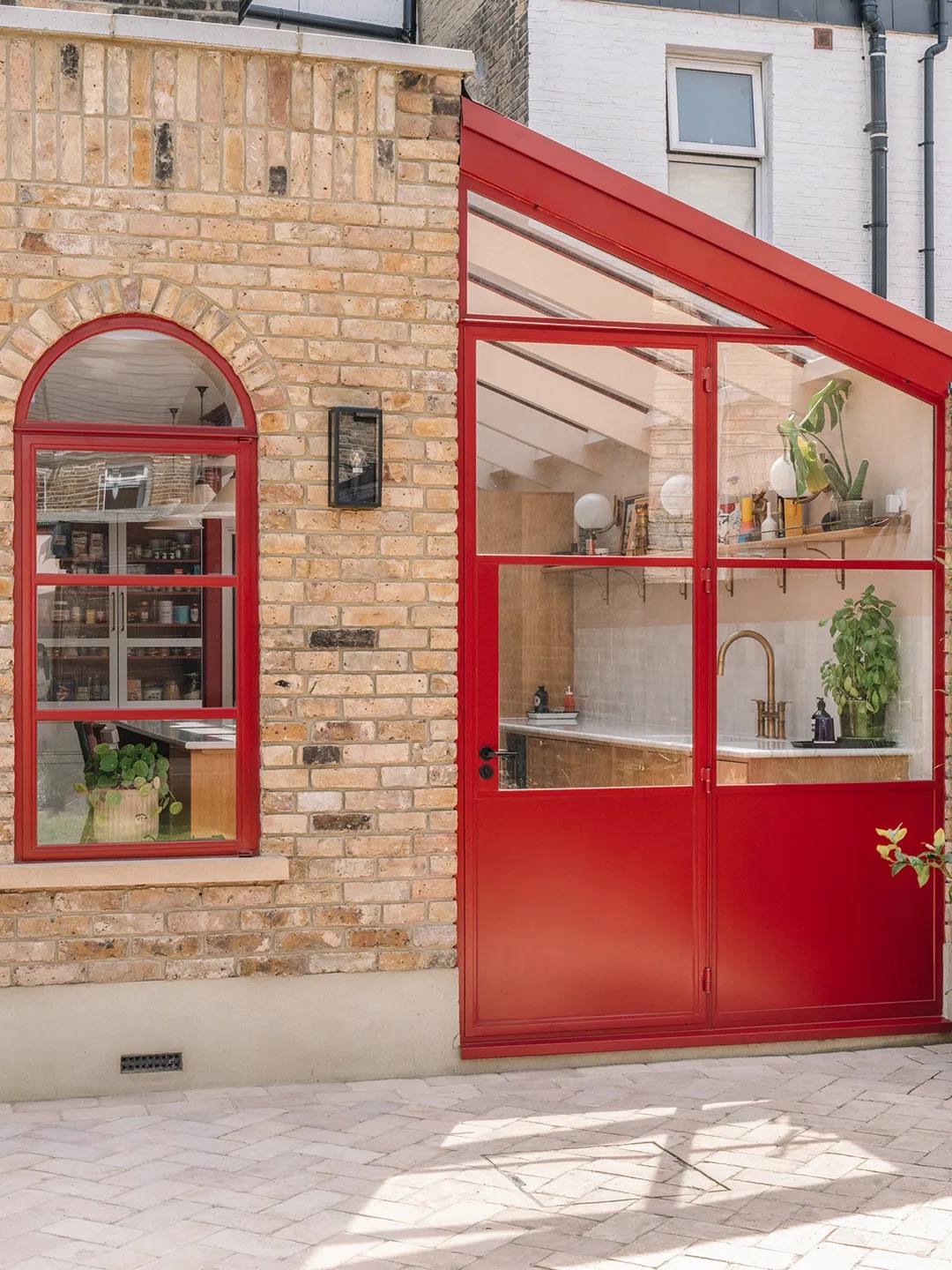 red steel house extension