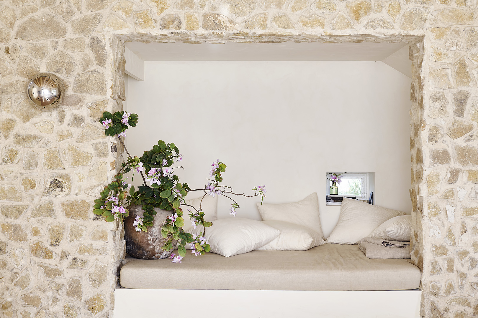 stone-surrounded seating nook