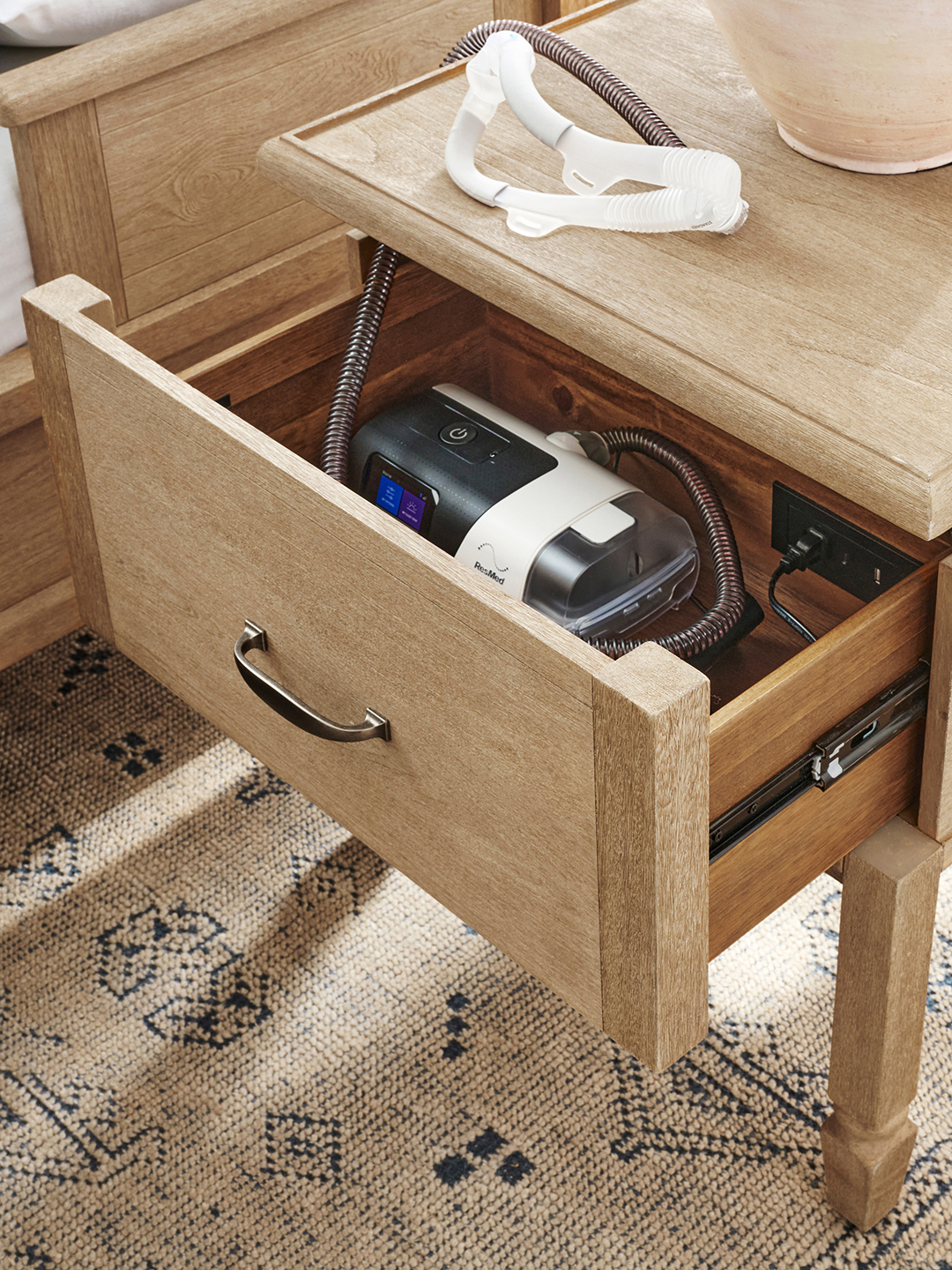 cpap machine in drawer