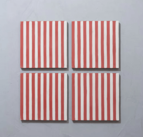  red and white stripe tiles