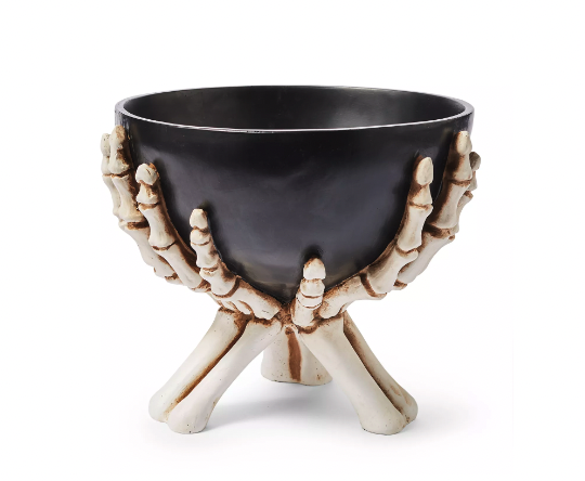  bowl with skull hand base