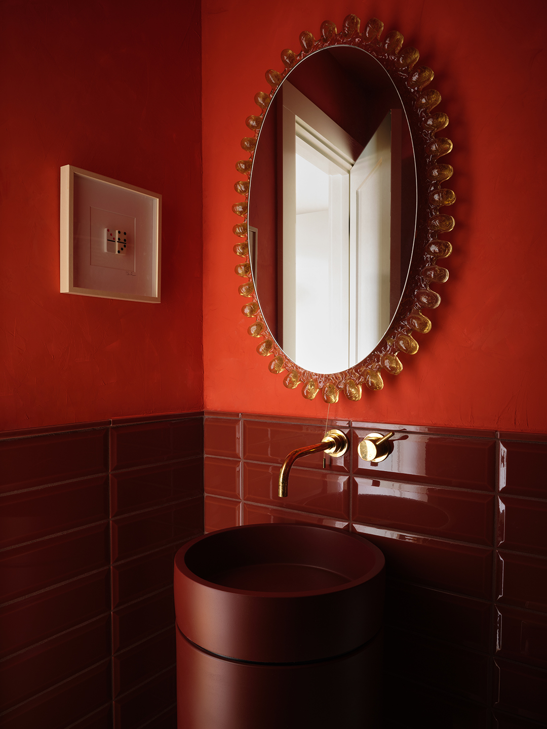 red bathroom