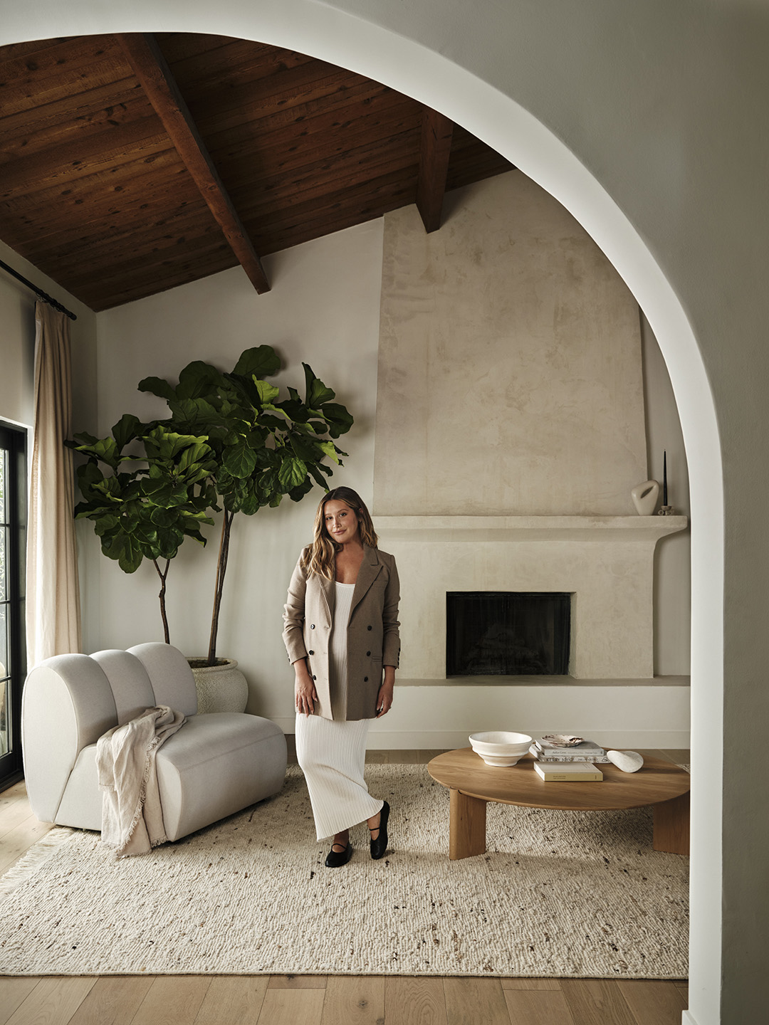 Woman standing in living room