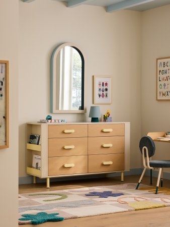 dresser with yellow handles