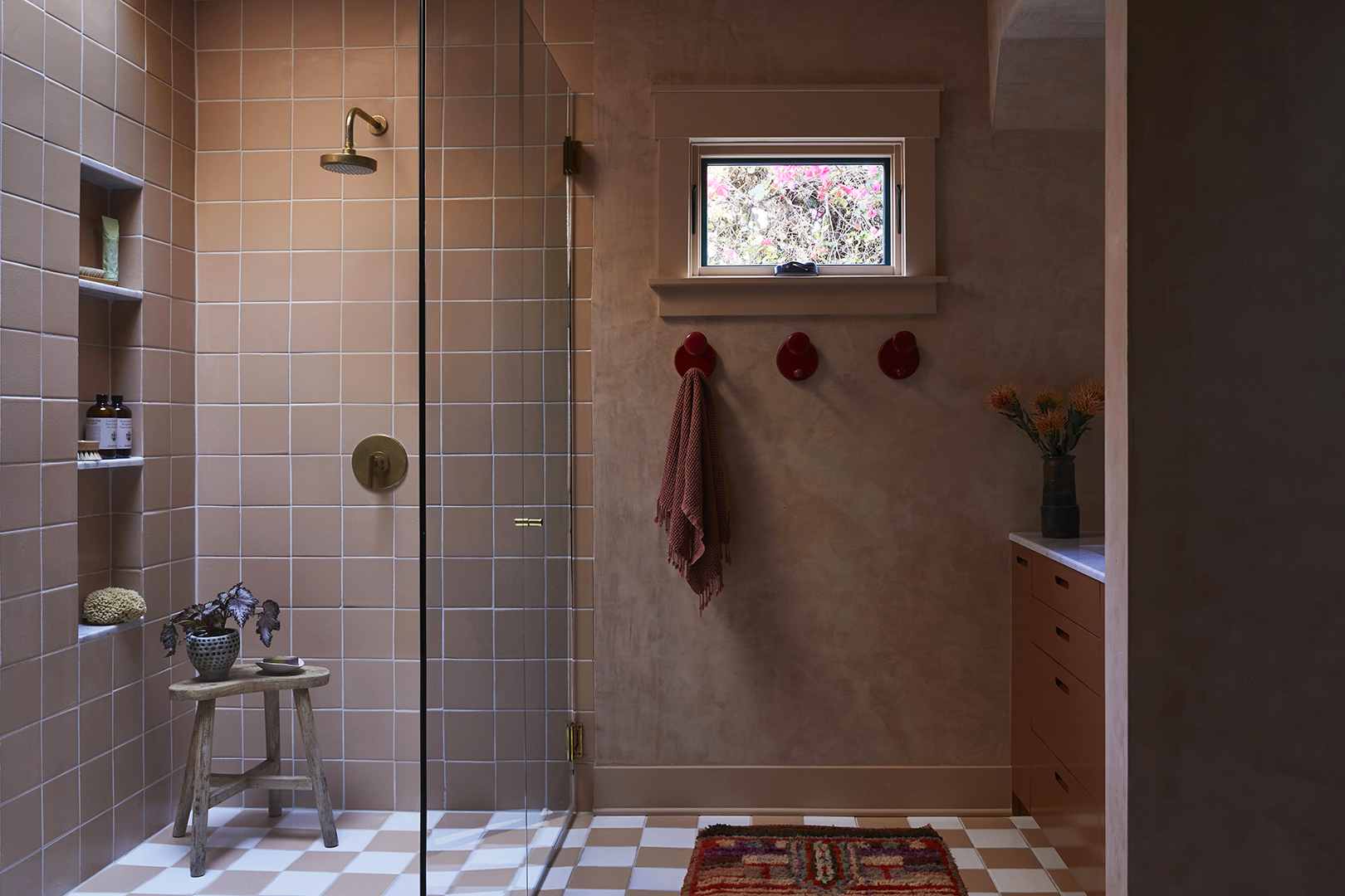 pink tiled bathroom