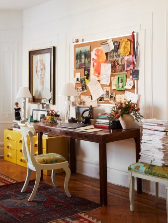 white chair at a parsons desk