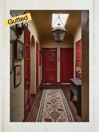 Hallway with red doors