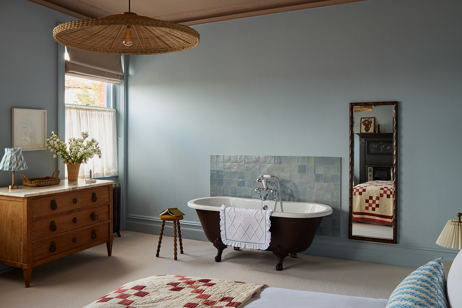 tub in bedroom