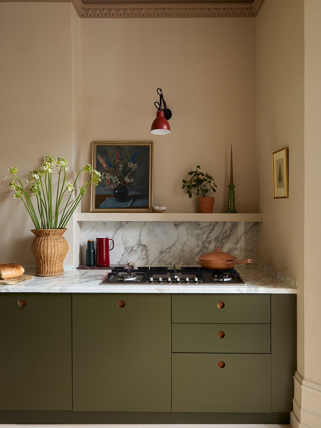 green lower cabinets