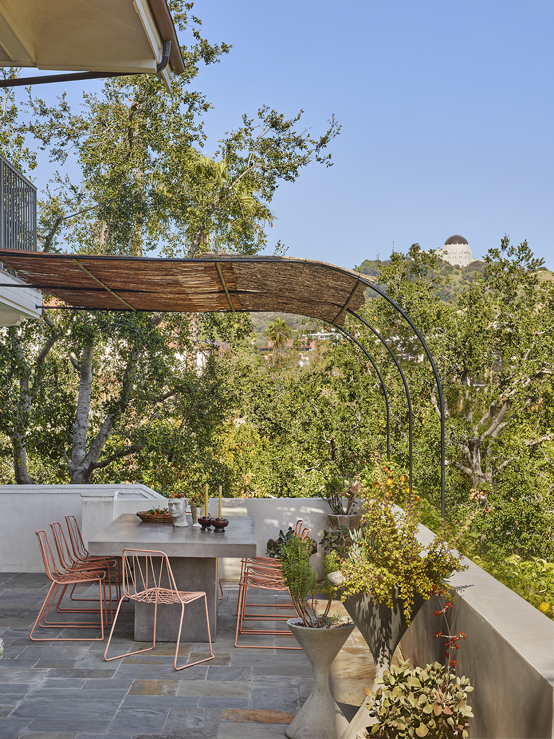 shade structure over concrete table