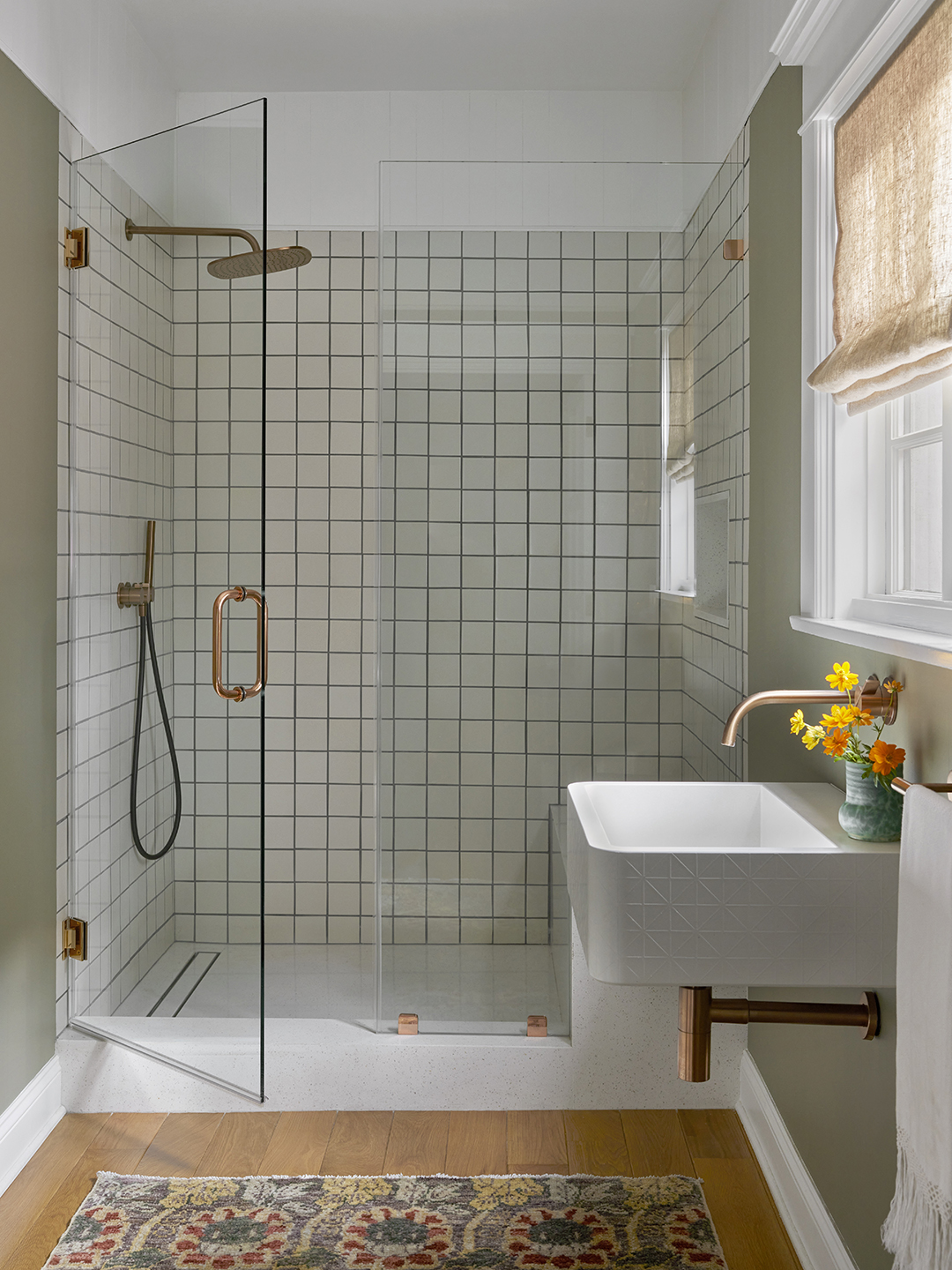 grid tile shower