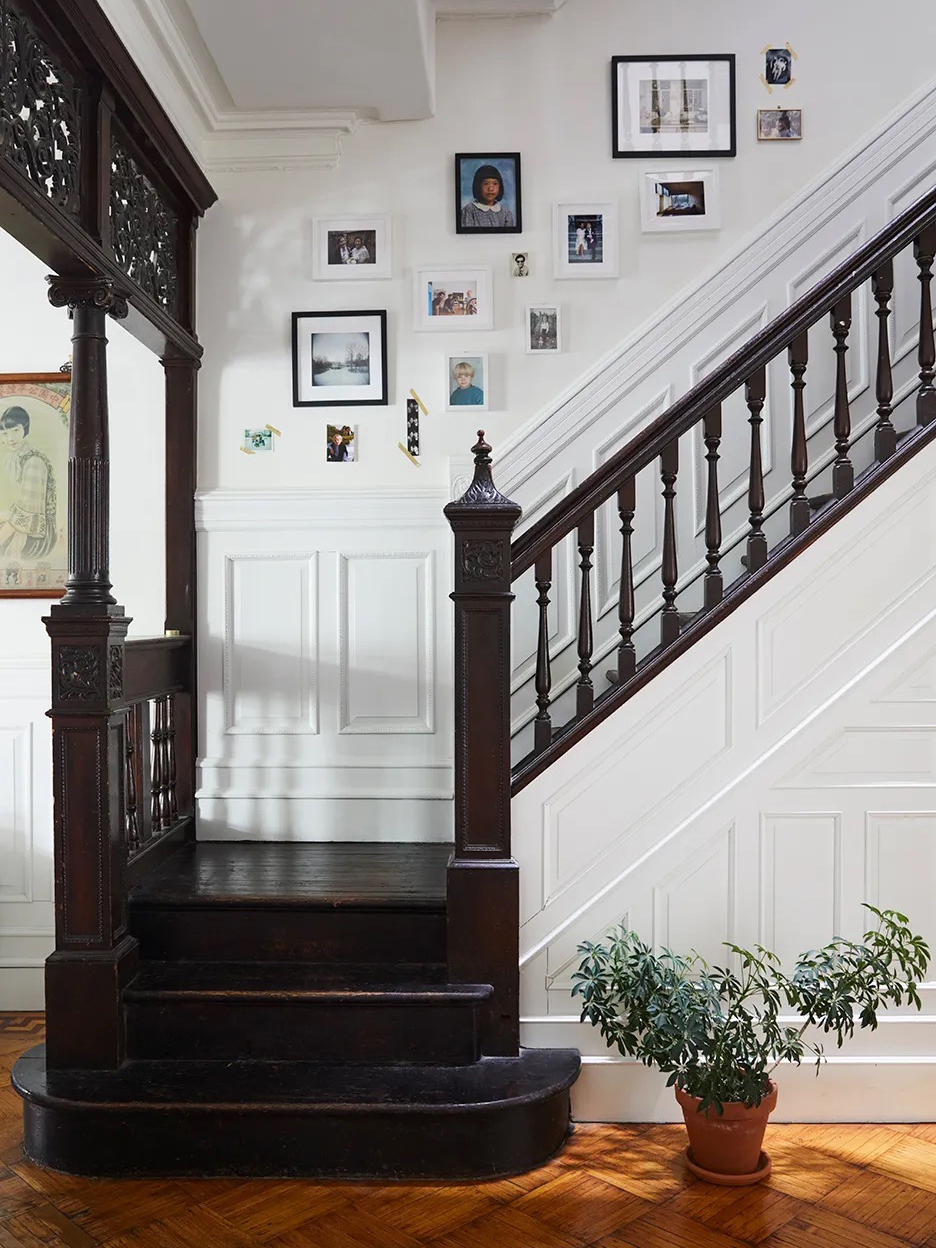 Dark wood staircase