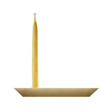  brass stand with one beeswax candle