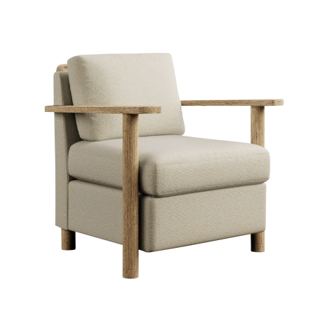  cream armchair with wood frame