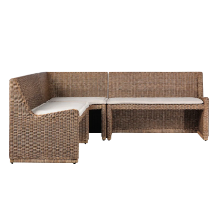  L-shaped wicker banquette