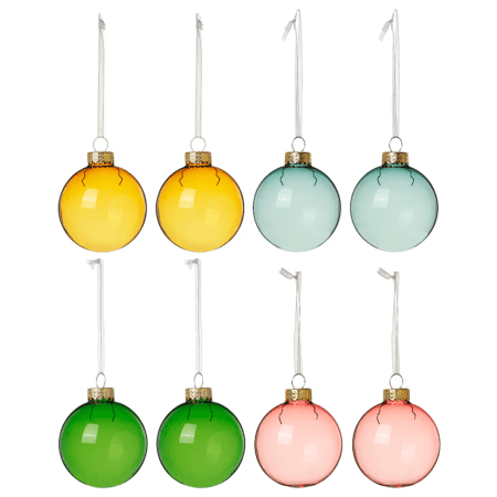  Colored glass ornaments