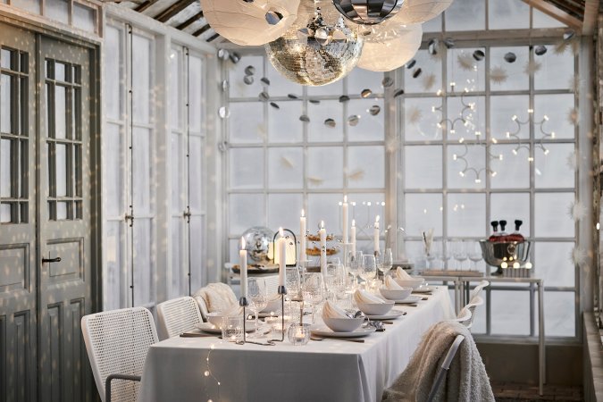 disco balls over a table