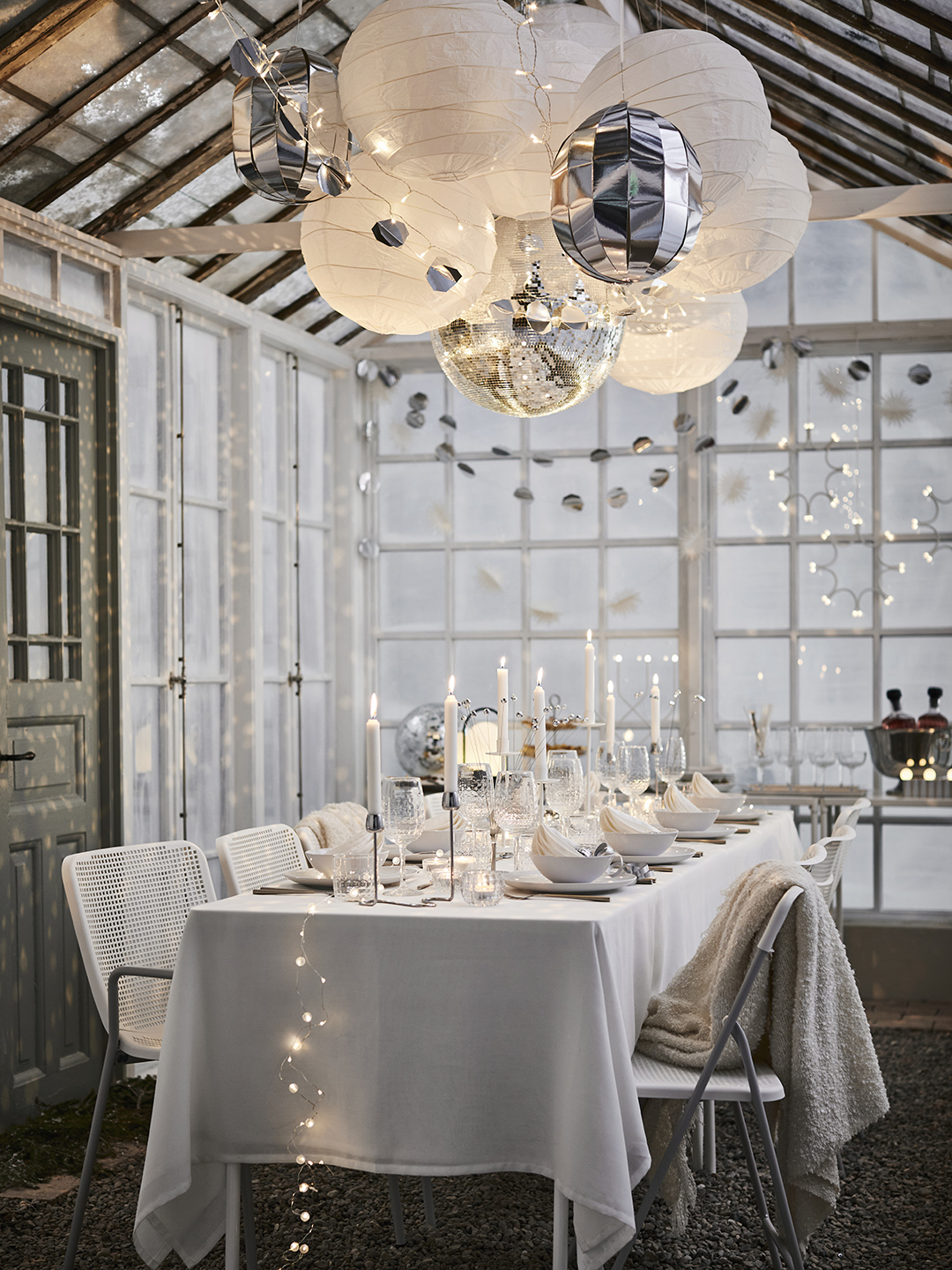 disco balls over a table