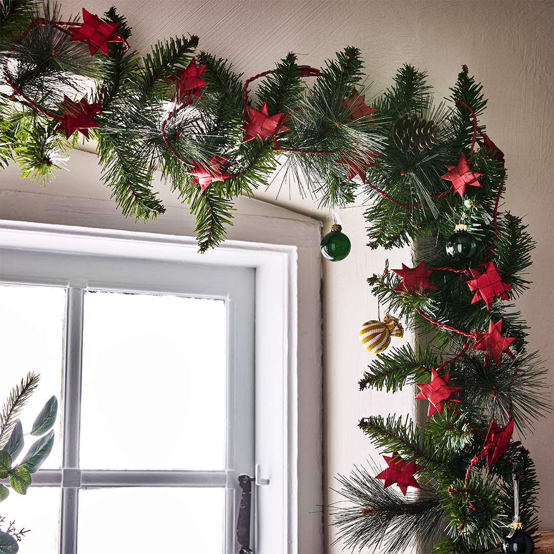 Faux evergreen garland