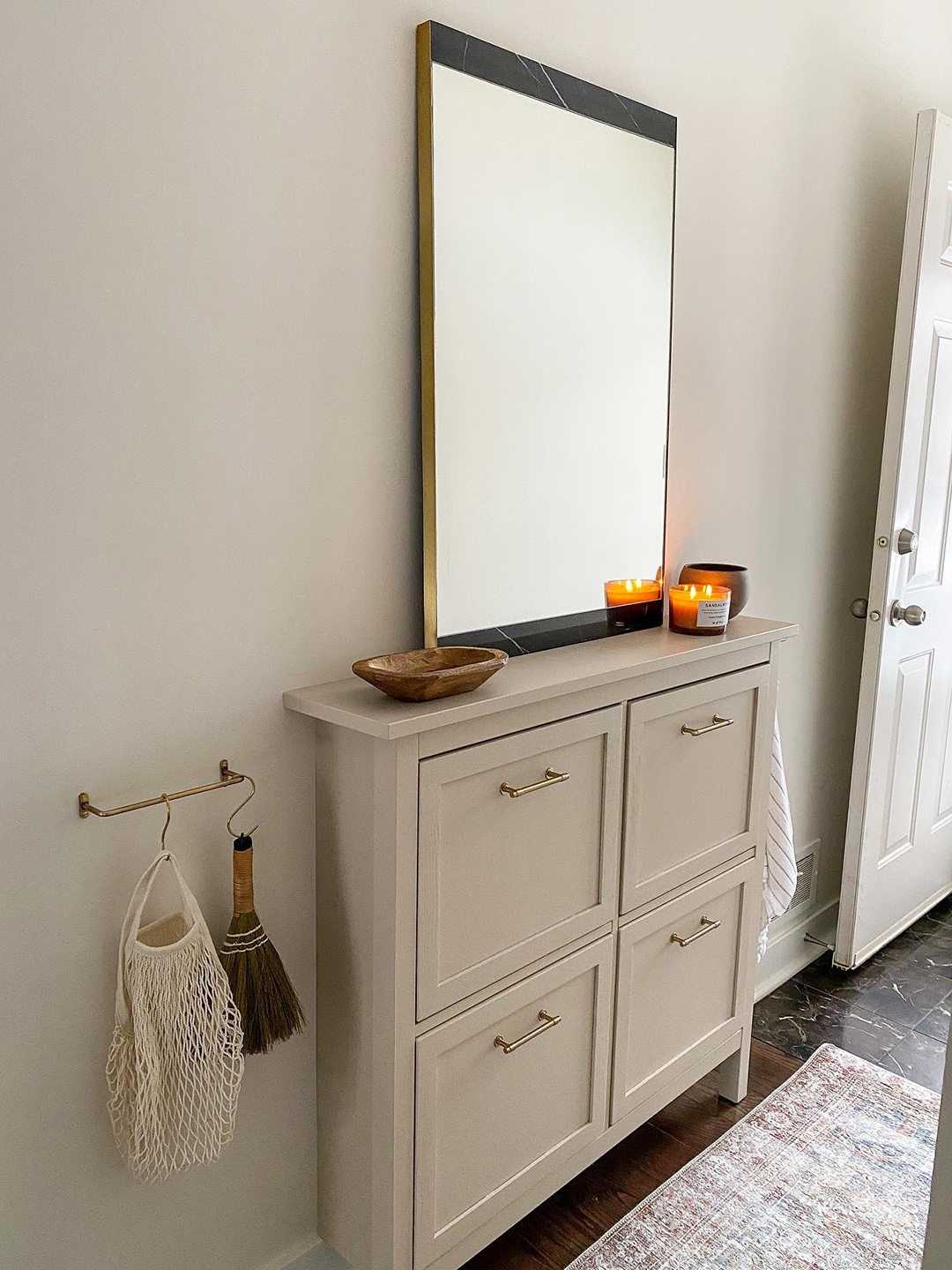 Beige shoe cabinet