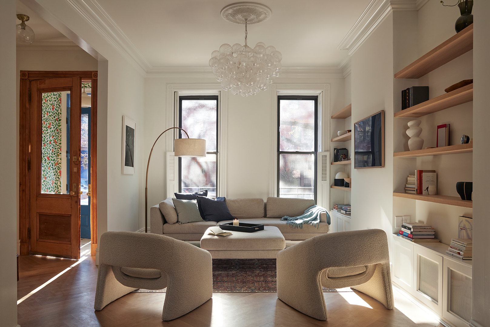 Front room of a renovated brownstone