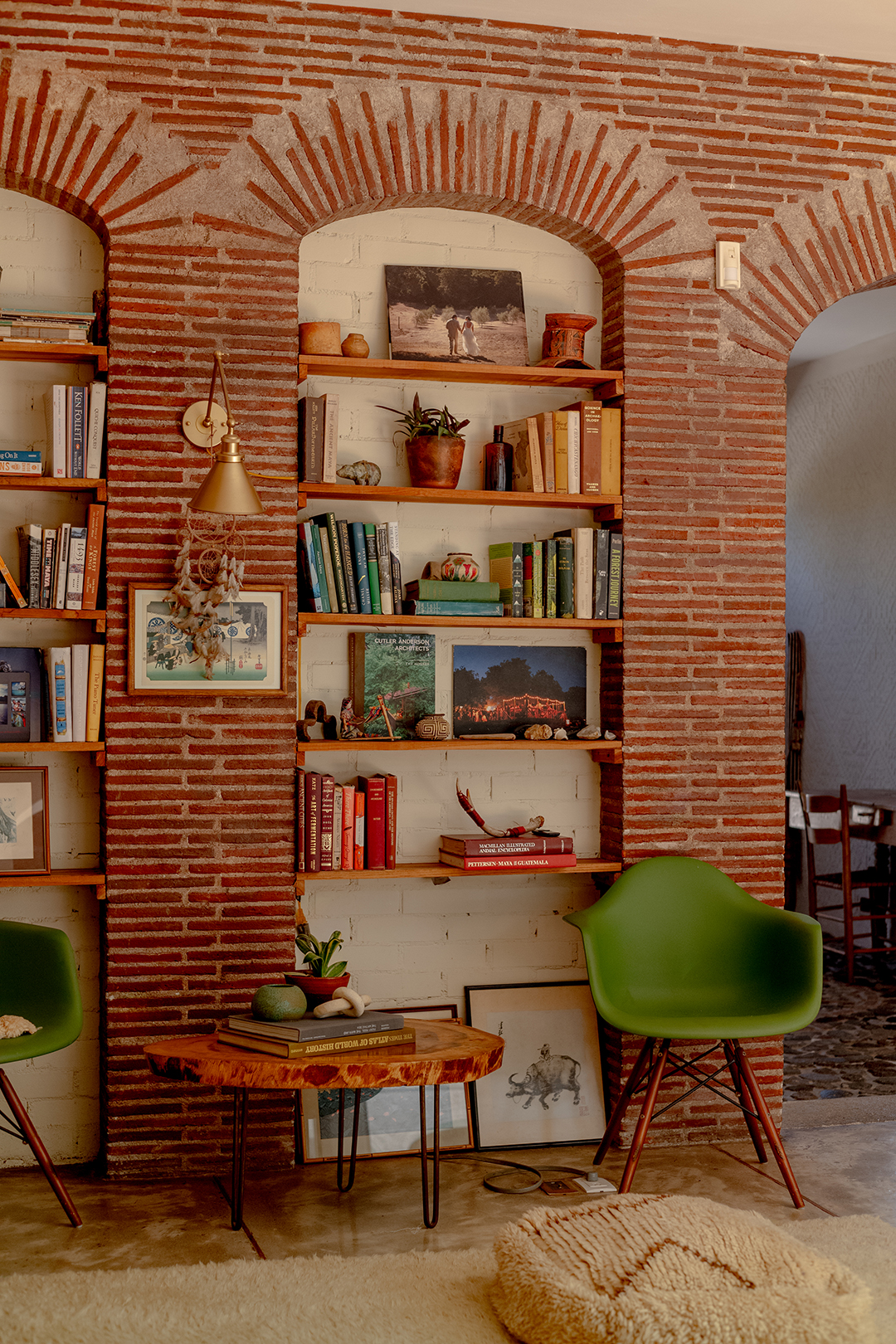 brick archway shelves