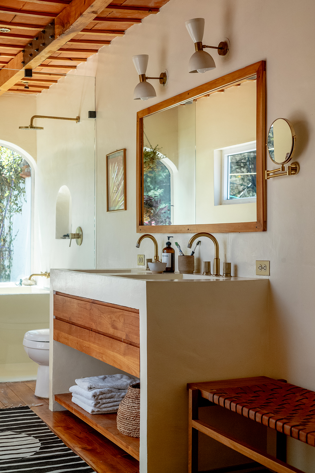 wood and plaster vanity