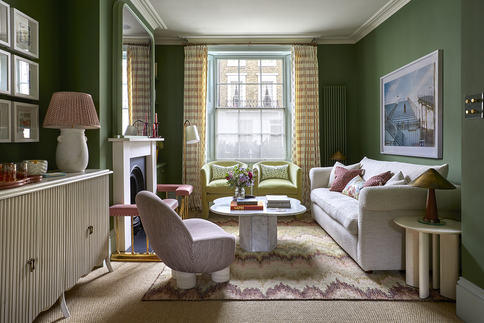 dark green living room