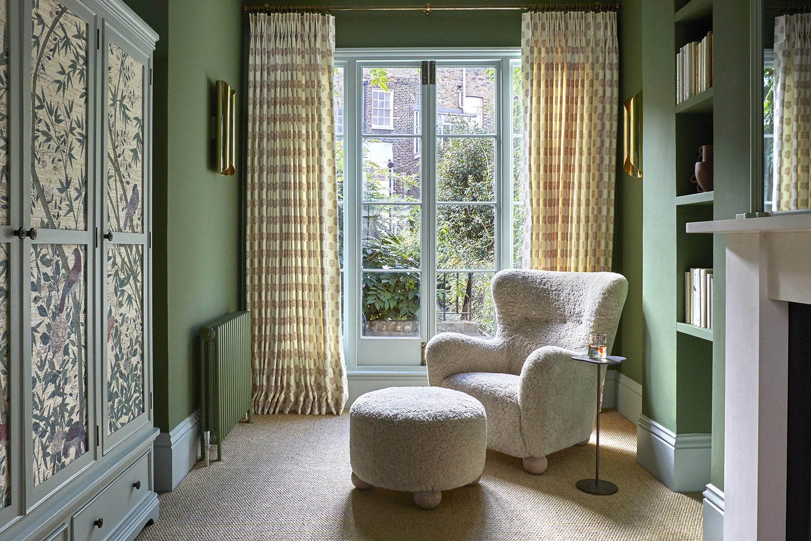 shearling chair near window