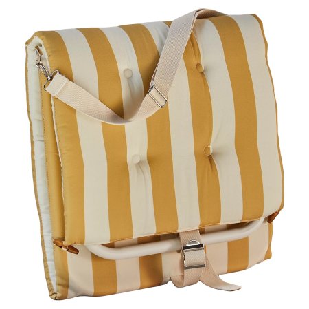  white and yellow striped portable lounge chair