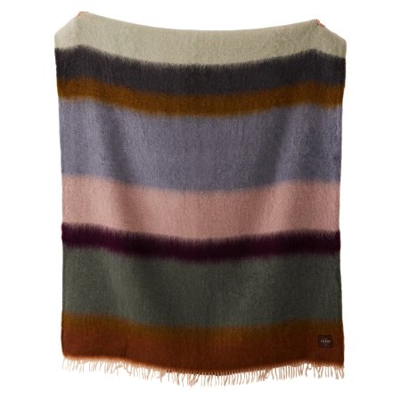  pink, periwinkle, green, and maroon striped throw blanket