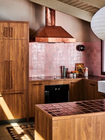 Kitchen with tiled countertops