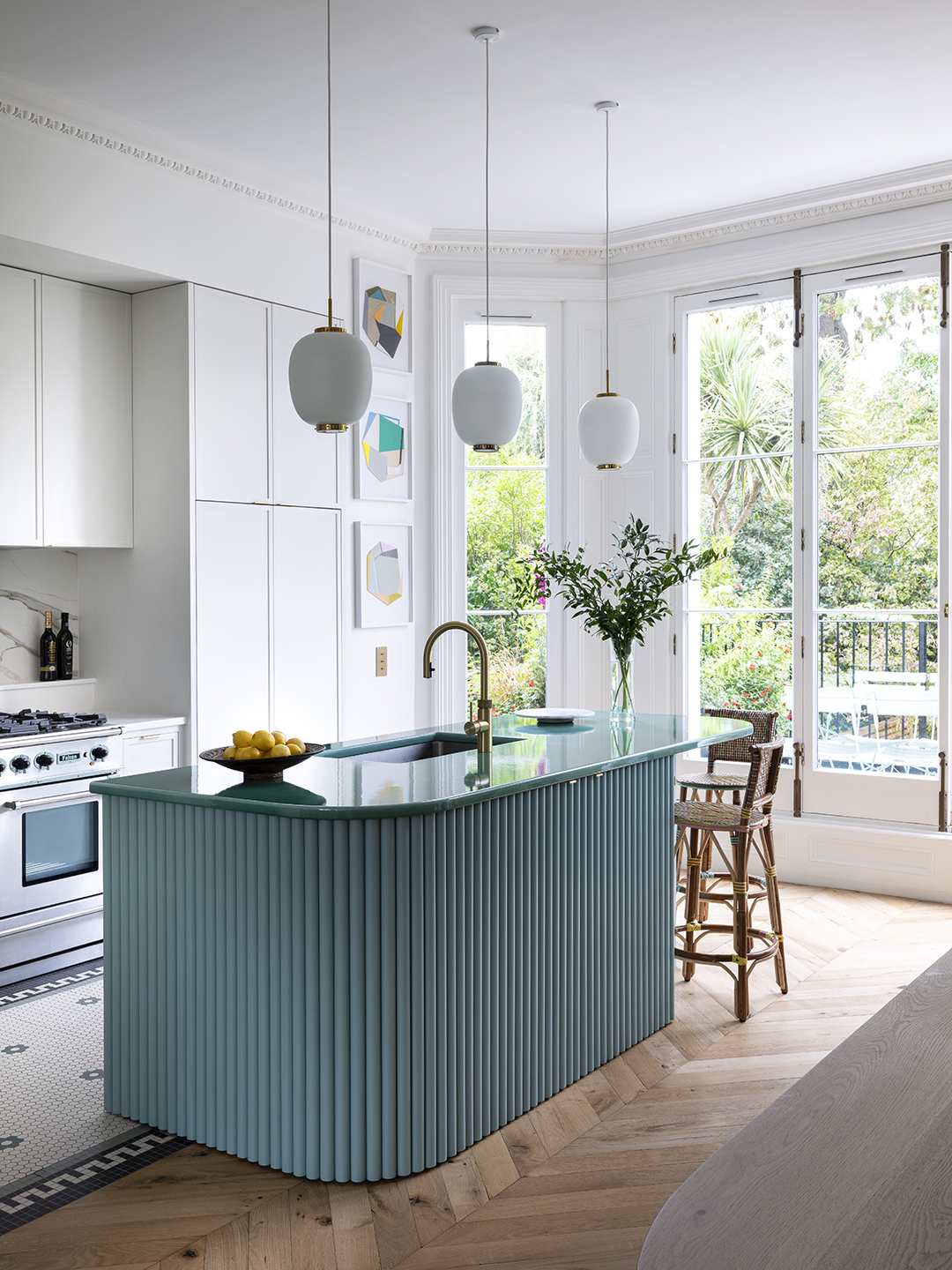 blue kitchen island