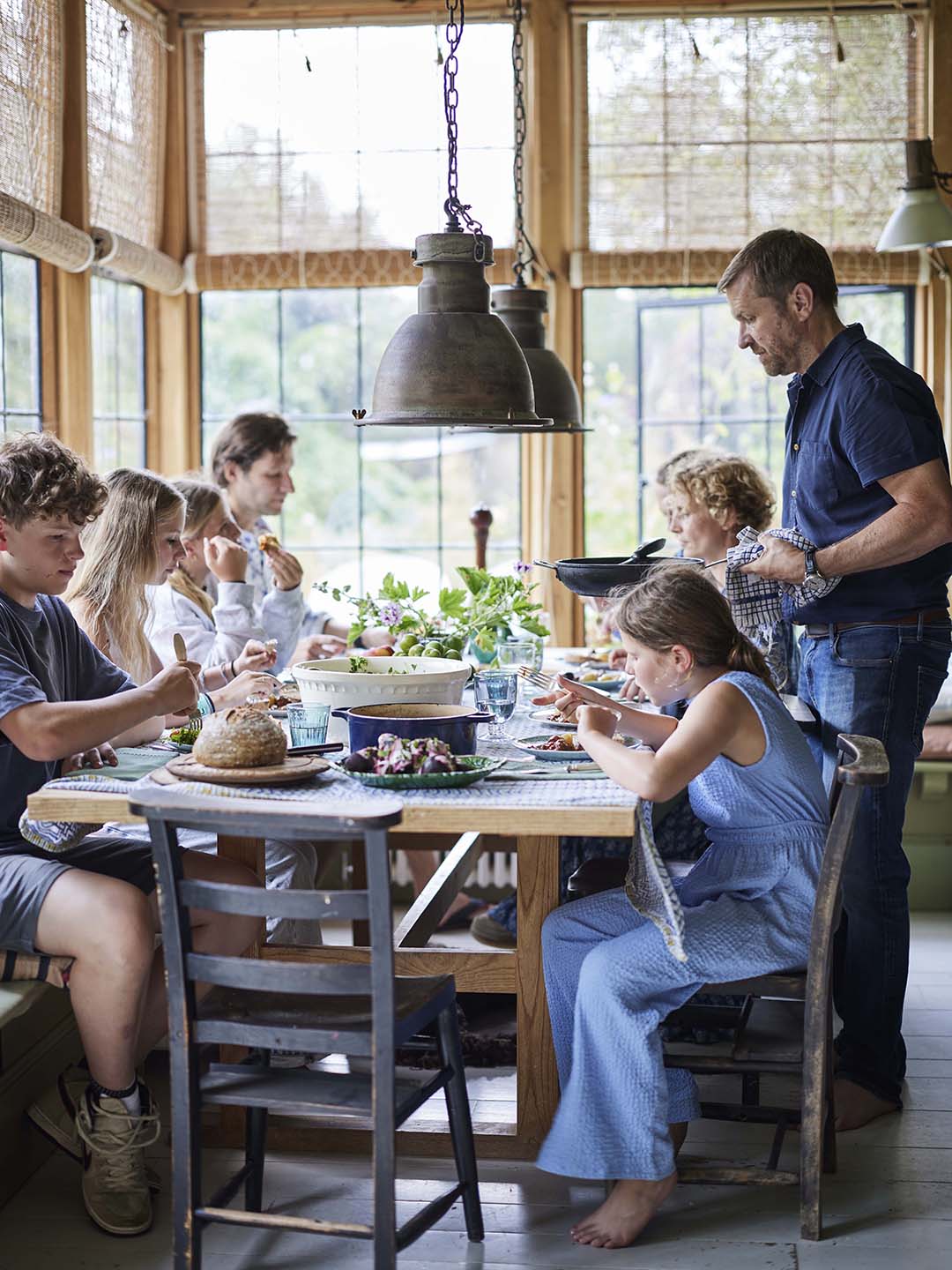 family around dining table