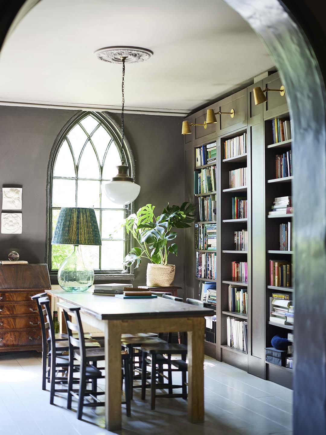 dining room office table in library